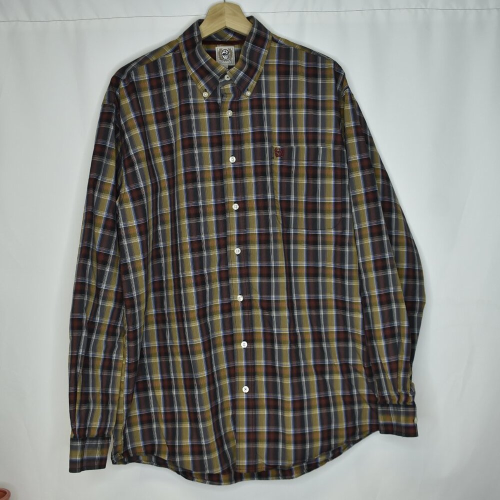 Cinch Men's Shirt Plaid Long Sleeve Button Down Cotton Green Red